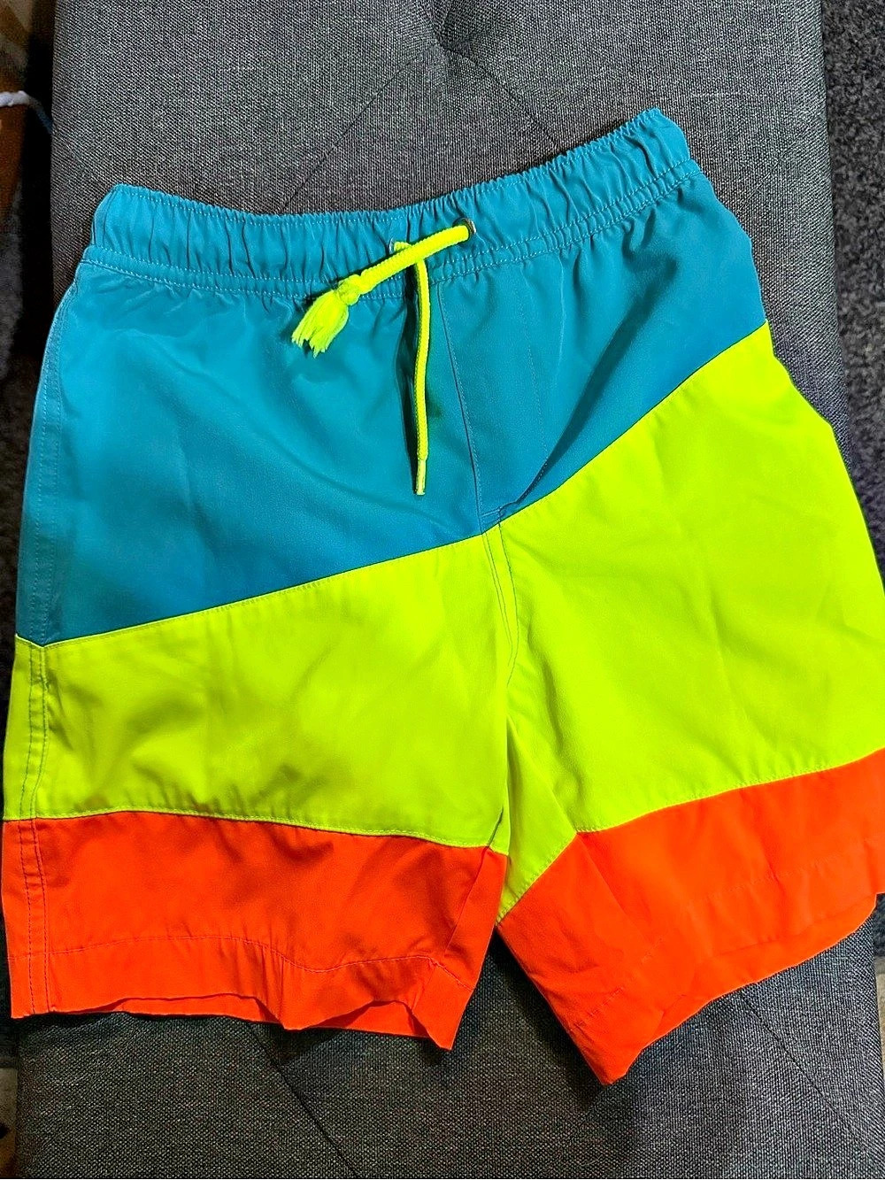 Color Block Swim Trunks in Blue & Green Like New